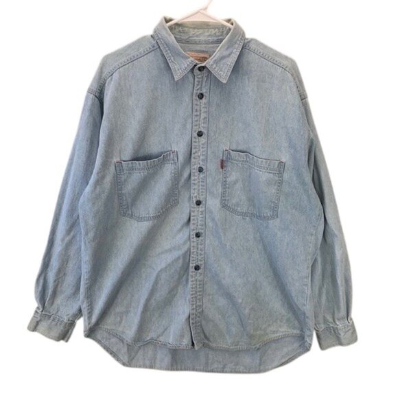 Levi’s Shirt Men’s Blue Denim Western Vintage Button Up Long Sleeve Classic L - Picture 1 of 16